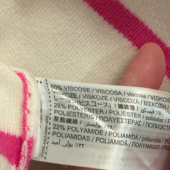 Mango White w/ Fuchsia Stripes Boat-Neck Knitted Sweater/NWT/XXL - Picture 10 of 14